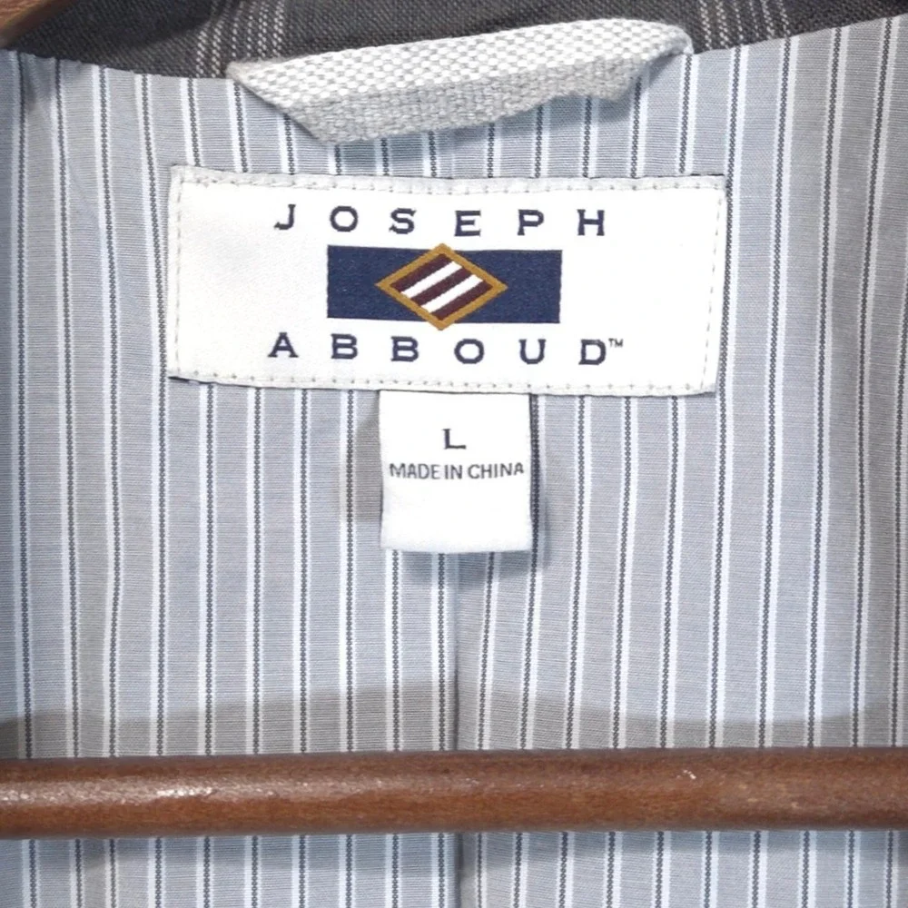 Joseph Abboud Linen Cotton Plaid Sport Coat Blazer Mens Sz L Gray Preppy Summer